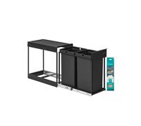 SONGMICS Papelera de Cocina para Reciclaje y Residuos, Cubo de Basura para Armario, 2 x 15 L Compartimentos Dobles, Extraíble, Estructura de Acero, Tapa ABS, Negro Tinta LTB950B01