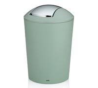 papelera kela con tapa abatible verde, papelera cosmética 5l con tapa abatible, plástico, MARTA, papelera baño verde jade mate