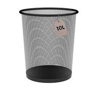 Papelera Malla Metalica 10 Litros Negra Ø23,5 x 27 cm. , Cubo de Basura para Baño, Cocina, Organizador Escritorio, Oficina, Reciclaje