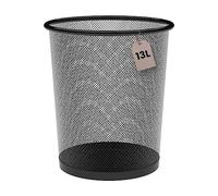 Papelera Malla Metalica 13 Litros Negra Ø26,5 x 28 cm. Cubo de Basura para Baño, Cocina, Organizador Escritorio, Oficina, Reciclaje