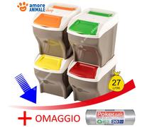 Papelera Reciclaje BAMA Poker PLUS - 4 X 27 LT (+SAK) Gris Basura