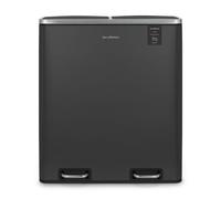 Les Collectors Cubo de basura de pedal N°916 Capacidad 60 L, 2 compartimentos 30 L, Resistente, Cocina, Cubos extraíbles, Reciclaje, Clasificación selectiva, Tapa con cierre silencioso, Gris antracita