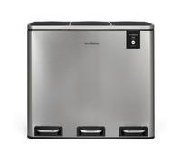Les Collectors Papelera de reciclaje de pedal N°982, Acero inoxidable, 54 L, 3 compartimentos 18L, Resistente, Cocina, Cubos extraíbles, Reciclaje, Clasificación selectiva, Cierre silencioso