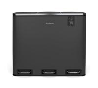 Les Collectors Cubo de basura de pedal N°990 Capacidad 54 L, 3 compartimentos 18L, Resistente, Cocina, Cubos extraíbles, Reciclaje, Clasificación selectiva, Tapa con silencioso, Gris antracita