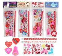 Papelería para el día de San Valentín, juegos de regalos de fiesta de niños y regalos de San Valentín para niños estudiantes y compañeros de clase: cada uno incluye 2 lápices, 2 borradores,