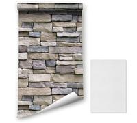 Papelero autoadhesivo de ladrillo Efecto de ladrillo Pegatina decorativa extraíble PVC Vinyl Película impermeable con pegatina de reparación de cuero para sofá de pared (90044, 44,5 x 1200 cm)