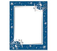 Papeles de carta con estrellas y espirales de la marina: 25 hojas de papel de carta enmarcado de un solo lado de colores para boletines, anuncios