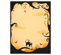 Papeles de cartas de Halloween de Orange Fright Night: 25 hojas de Otoo Fall Holiday Computer Stationery Boletn e invitacin