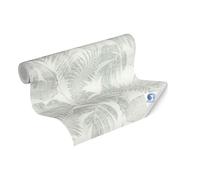Papeles pintados Livingwall DESIGNDROP - Papel pintado no tejido preencubierto jungla en verde, gris, blanco - 10,05m x 0,53m - papel pintado con hojas de palmera - 784981