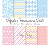 Papeles scrapbooking baby - 8,5 x 8,5 inch - 20,5 x 20,5 cm - 20 hojas