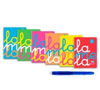 PAPELIVI Lote 6 Cuadernos Lamela Flúor Tapa Polipropileno Cuadrovia Tamaño CUARTO 1/4 80 Hojas Cuadros 3 mm + Bolígrafo Borrable