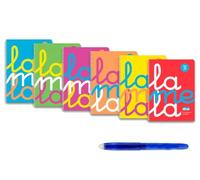 PAPELIVI Lote 6 Cuadernos Lamela Polipropileno Flúor Cuadrovia Tamaño FOLIO Fº 80 Hojas Cuadros 3 mm 7FTP003S + Bolígrafo Borrable