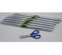 PAPELIVI - Lote 6 Forra Libros Rollo Forro Autoadherente (sin pegamento) 0.35 mm x 2 Metros. Film Muy Transparente + 1 Tijera Escolar Mape Start 13 cm Color Surtido al Azar USO ESCOLAR