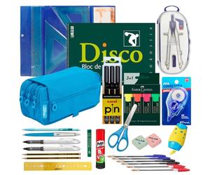Papelivi - Lote Vuelta al Cole Material Escolar ESO, Instituto, Bachiller, Estuche Triple Grande, bloc DIBUJO, compás bigotera, calibrados, juego de reglas y mucho más + REGALOS