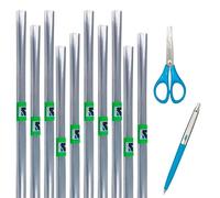 PAPELIVI Pack 10 Forra Libros Autoahderentes Rollo SIN Adhesivo 0.45m x 2m Forro Flexible. Film Muy Transparente USO ESCOLAR + Tijeras + Boligrafo Inoxcrom B55 Fiesta