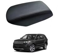 PAPEP Funda de Reposabrazos de Cuero para Ford Explorer 2011-2019 - Cubierta Protectora Antiarañazos e Impermeable para la Caja de la Consola Central,Black-Black Line