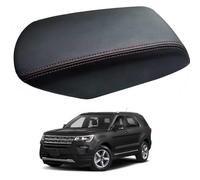 PAPEP Funda de Reposabrazos de Cuero para Ford Explorer 2011-2019 - Cubierta Protectora Antiarañazos e Impermeable para la Caja de la Consola Central,Black-White Line