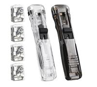 Paper Crimper Stapler - Portable Handheld Clip Tool, 200 Reusable Push Clips, Mini Stapler | Home Office Classroom Desk School Hospital, Perfect for Binding Documents, Arts and Crafts, Organization