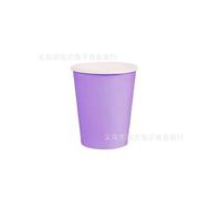 (Paper cups-10pcs) Purple lace birthday party decoration simple solid color tableware paper plate paper cup paper towel knife fork spoon