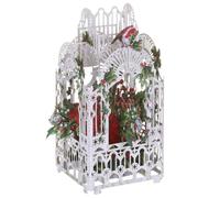 PAPER D'ART - Tarjeta de Navidad desplegable en 3D con diseño de flor de Pascua y Robin en jaula