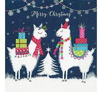 Paper + Design - Servilletas navideñas (20 Unidades, 3 Capas), diseño de Papá Noel, Color Azul Oscuro