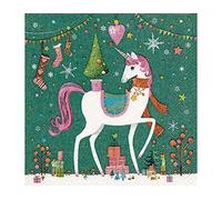 Paper + Design - Servilletas navideñas (20 Unidades, 3 Capas), diseño de Unicornio, Color Azul Oscuro