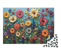 Paper Flower Garden 1000 Piezas Rompecabezas Hombres Mujeres Adultos Arreglo de Flores de Papel sobre Fondo Azul Premium Robusto Desafiante Difícil Alivio Estrés Familiar Regalo 70x50cm/1000pcs