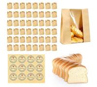 Paper For Bread, Paper Bakery With 60 PCS Label Seal Stickers - Large Bread, Treat For Space And Keep Your Homemade, Whole Wheat, Or Gluten fGifting