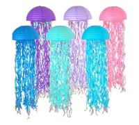 Paper Lanterns | 10x10x30.98 Inches Under The Sea Jellyfish Paper Lanterns - 6 Pieces Colorful Reusable Garlands Party Decoration For Housewarming Birthday Graduation Scene Props
