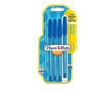 Paper Mate InkJoy 100 CAP, bolígrafo con capuchón, punta media de 1 mm, azul, paquete de 4 (1956713)