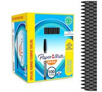 Paper Mate 3501170977415 Bolígrafo con capuchón, Punta media de 1 mm, Color negro, Caja de 100