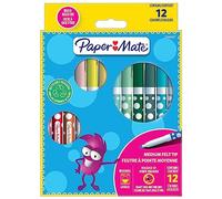 Paper Mate Bolígrafos de fieltro de colores para niños, tinta lavable, colores surtidos, 12 bolígrafos de fieltro