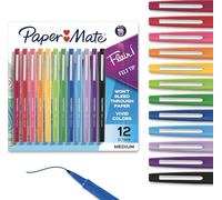 Paper Mate Flair - Bolígrafos de punta de fieltro, punta media (0.7 mm), colores surtidos, 1 paquete de 12