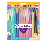 Paper Mate Flair rotuladores de punta de fieltro mediana, colores tropicales y surtidos, paquete de 24