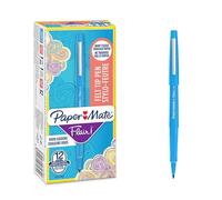 Paper Mate Flair Tuck - Rotulador, punta mediana de 0.7 mm, caja de 12, color azul cielo