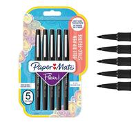 Paper Mate Flair rotuladores de punta de fieltro | punta mediana (0.7 mm) | negro | paquete de 5