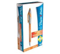Paper Mate Flexgrip Elite - Bolígrafo de punta redonda retráctil (tamaño mediano), color azul, color naranja 12 unidades