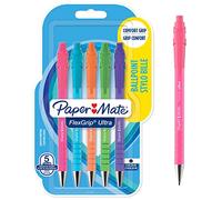 Paper Mate Flexgrip Ultra bolígrafos retráctil, punta mediana (1,0 mm), tinta negra, colores vivos, paquete de 5