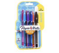 Paper Mate Inkjoy 100 - Bolígrafo de punta de bola surtido (punta de fibra, 8 unidades, colores aleatorias)