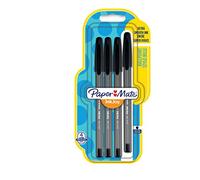 Paper Mate InkJoy 100 CAP, bolígrafo con capuchón, punta media de 1 mm, negro, paquete de 4 (1956716)