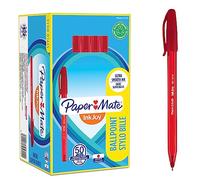 Paper Mate InkJoy 100ST Bolígrafo con tapa | punta mediana (1.0 mm) | rojo | caja de 50