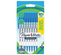 Bolígrafos Paper Mate Kilométrico | Escritura Larga con punta media (1,0mm) | Tinta azul | 80% plástico reciclado | 8 unidades