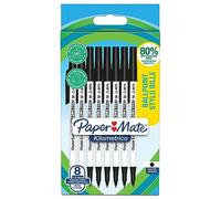 Paper-Mate Bolígrafos Kilométrico - Punta mediana 1,0 mm, tinta negra, 80% plástico reciclado, 8 uds