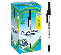 Bolígrafos Paper Mate Kilométrico | Escritura Larga con punta mediana (1,0mm) | Tinta negra | 80% plástico reciclado | 50 unidades