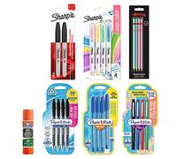 Material de papelería de Paper Mate, Sharpie, rOtring y Elmer's,Bolígrafos,bolígrafos de gel,rotuladores, rotuladores fluorescentes, lápices HB y barra de pegamento,Ideal para el colegio y la oficina