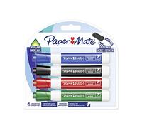 Paper Mate rotuladores para pizarra blanca de olor discreto, punta biselada, colores surtidos de tinta, 4 unidades