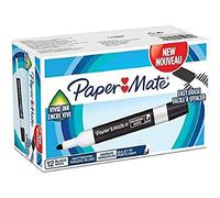 Paper Mate rotuladores para pizarra blanca de olor discreto, punta redonda, tinta negra, 12 unidades