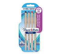 Paper Mate S0935580 - Lote de 4 bolígrafos (punta retráctil, con goma), varios colores