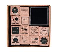 Paper Poetry - Juego de sellos (con mensajes como "Do it yourself", incluye almohadilla de tinta, 12 unidades)