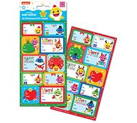 Paper Projects- Baby Shark Pegatinas Navidad de tiburón bebé | Incluye 20 Etiquetas Adhesivas Decorar Regalos, Multicolor, 24.5cm x 11cm (01.70.39.005)